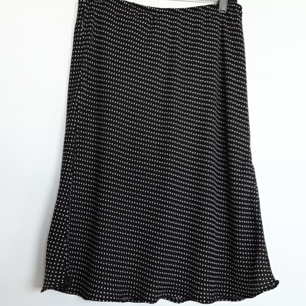 Sag Harbor Midi Skirt Black with Polka Dots